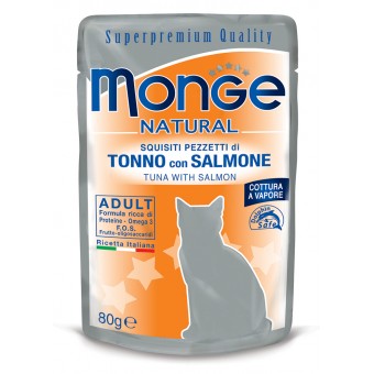 Monge Natural Squisiti pezzetti di Tonno con Salmone 80g