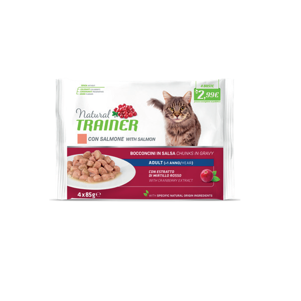 Natural Trainer Adult Bocconcini in salsa con Salmone 4X85gr