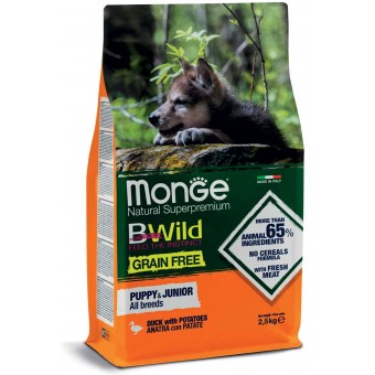 Monge BWild Grain Free Puppy&Junior All Breeds Anatra con Patate 12Kg