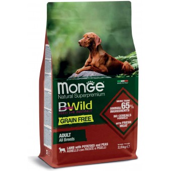 Monge BWild Grain Free Adult All Breeds Agnello con Patate e Piselli 12Kg