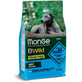 Monge BWild Grain Free Adult All Breeds Acciughe con Patate e Piselli 12Kg