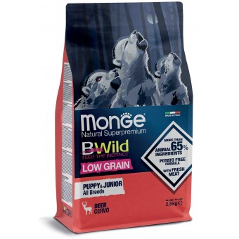 Monge BWild Low Grain Puppy&Junior All Breeds Cervo 2.5Kg