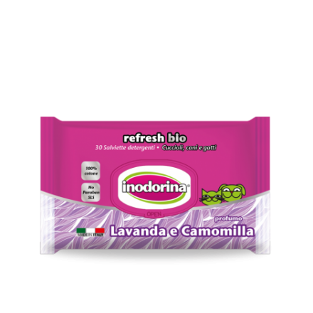 Salviette detergenti Inodorina Refresh Bio Lavanda e Camomilla 30 pezzi
