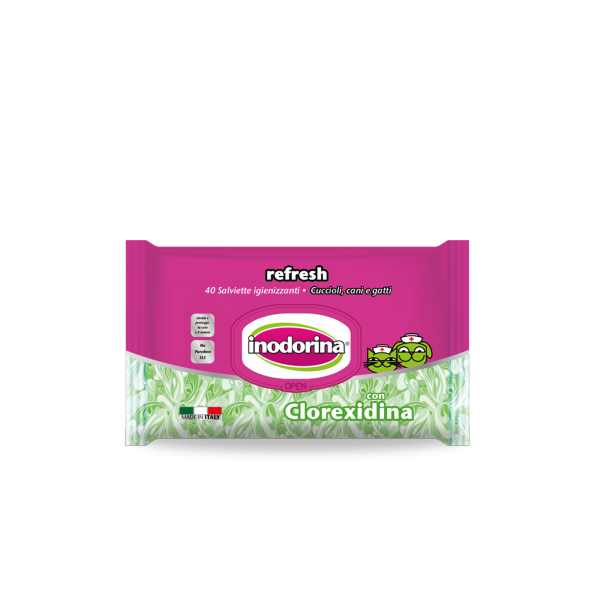Salviette detergenti Inodorina Refresh con Clorexidina 40 pezzi