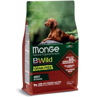 Monge BWild Grain Free Adult All Breeds Agnello con Patate e Piselli 2.5Kg