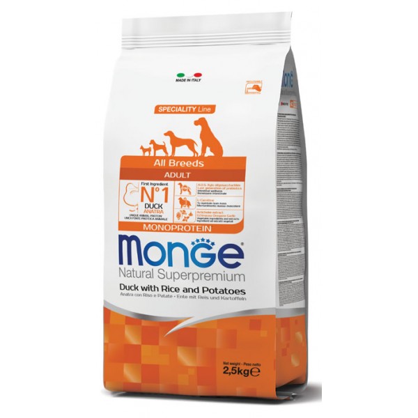 Monge Adult All Breeds Anatra con Riso e Patate 2.5Kg