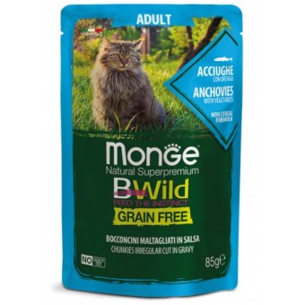 Monge Bwild Grain Free Adult Cat Acciughe con Ortaggi 85g