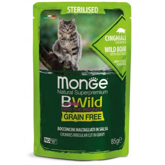 Monge Bwild Grain Free Adult Cat Sterilised Cinghiale con Ortaggi 85g