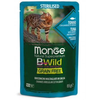 Monge Bwild Grain Free Adult Cat Sterilised Tonno con Gamberetti e Ortaggi 85g