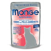 Monge Natural Gustosi pezzetti di Tonno con Pollo e Gamberetti 80g