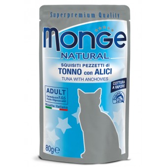 Monge Natural Squisiti pezzetti di Tonno con Alici 80g
