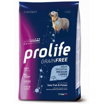 Prolife Grain Free Adult Sensitive Medium/Large Sole Fish&Potato 10Kg