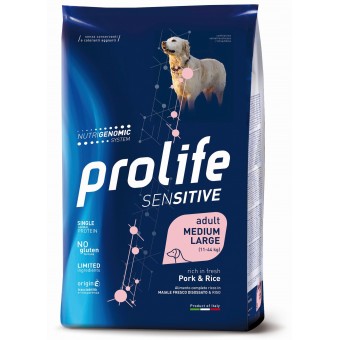 Prolife Sensitive Adult Medium/Large Pork&Rice 10Kg
