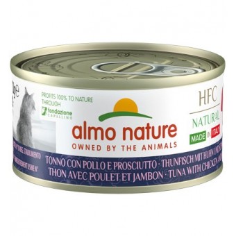 Almo Gatto HFC Natural Made in Italy Tonno con Pollo e Prosciutto 70g