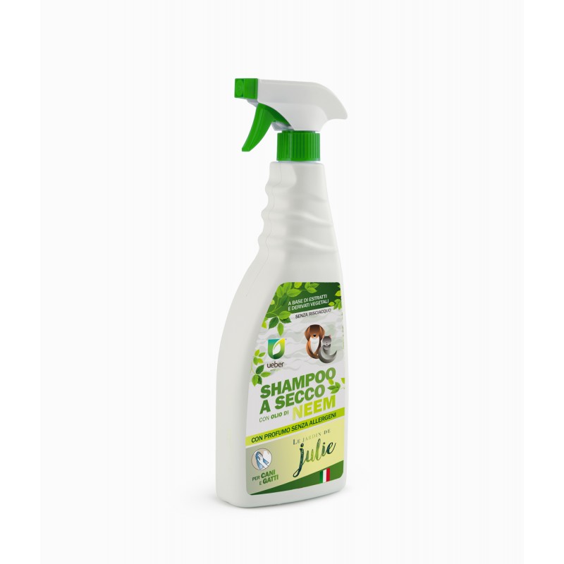 Shampoo a secco per Cani e Gatti con Olio di Neem 750ml