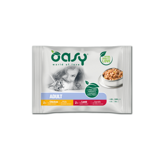Buste Oasy Gatto Bocconcini in salsa Multipack Meat Selection 4x85g