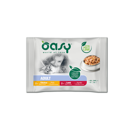 Buste Oasy Gatto Bocconcini in salsa Multipack Meat Selection 4x85g