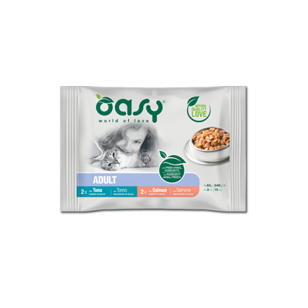 Buste Oasy Gatto Bocconcini in salsa Multipack Fish Selection 4x85g