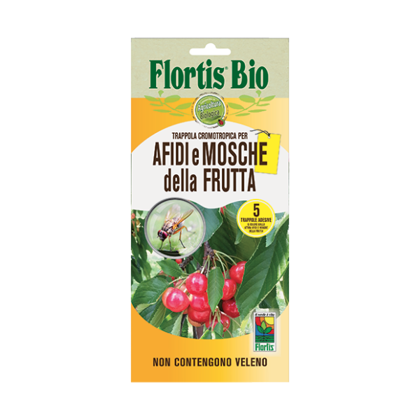 Flortis Trappola Cromotropica color Giallo per Afidi e Mosche della Frutta 5pz