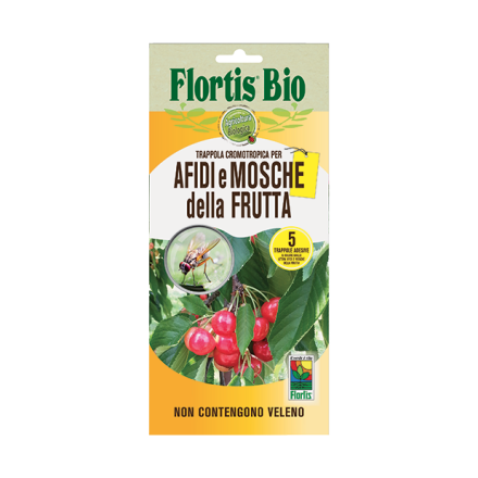 Flortis Trappola Cromotropica color Giallo per Afidi e Mosche della Frutta 5pz