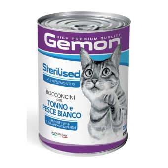 Gemon Cat Sterilised Bocconcini con Tonno e Pesce Bianco 415g
