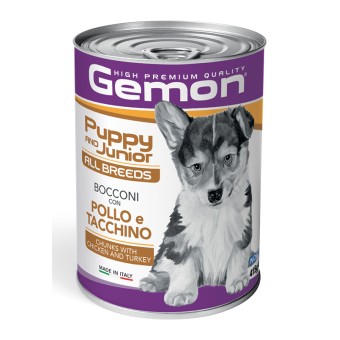 Gemon Dog All Breeds Puppy and Junior Bocconi con Pollo e Tacchino 415g