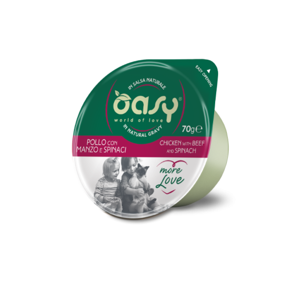 Oasy More Love cup Pollo con Manzo e Spinaci 70g