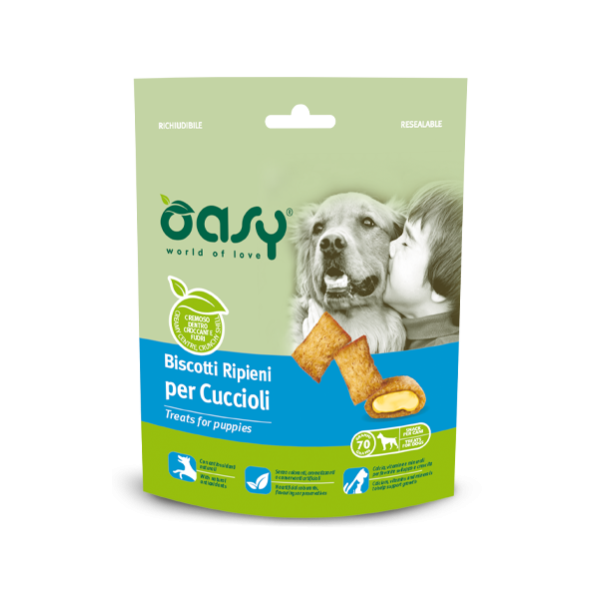 Snack Oasy Biscotti Ripieni per Cuccioli con Pollo 80gr