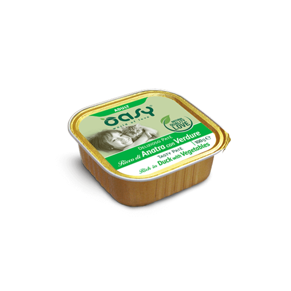 Oasy Delizioso Paté Adult Ricco di Anatra con verdure100g