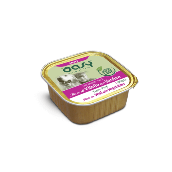 Oasy Patè Adult Ricco di Vitello con Verdure 150g