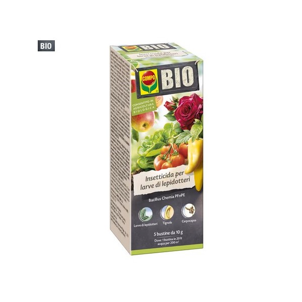 COMPO BIO Insetticida per larve di lepidotteri, Bacillus Chemia PFnPE 5X10g
