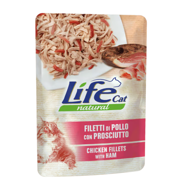 Buste Life Gatto con Filetti di Pollo e Prosciutto 70g