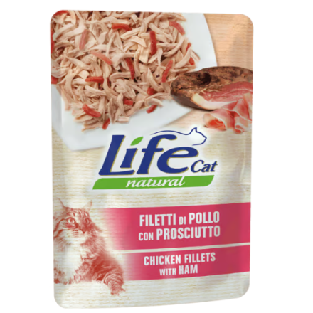 Buste Life Gatto con Filetti di Pollo e Prosciutto 70g