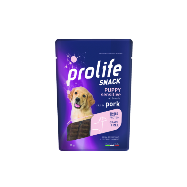 Snack Prolife Sensitive Grain Free Cucciolo al Maiale 90g