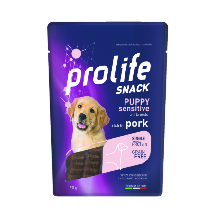 Snack Prolife Sensitive Grain Free Cucciolo al Maiale 90g