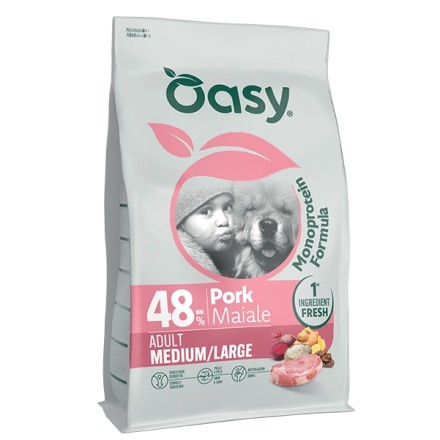 MONOPROTEIN FORMULA • Oasy Adult Medium/Large Maiale 2Kg