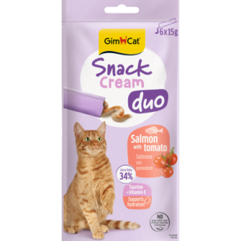 Gimcat Snack Cream Duo Salmone Con Pomodoro 6x15 g