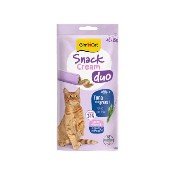 Gimcat Snack Cream Duo Tonno Con Erba 6x15 gr