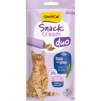Gimcat Snack Cream Duo Tonno Con Erba 6x15 gr
