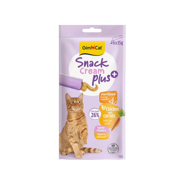 Gimcat Snack Cream Plus Sterilized Pollo Con Carote 6x15 gr