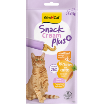 Gimcat Snack Cream Plus Sterilized Pollo Con Carote 6x15 gr