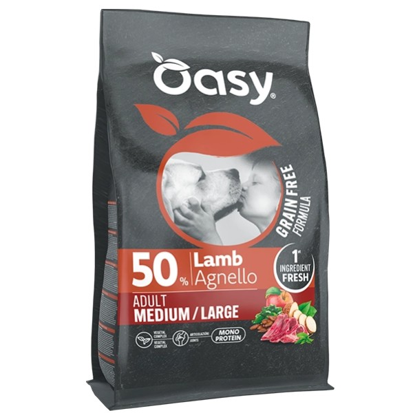 GRAIN FREE FORMULA • Oasy Adult Medium/Large Agnello 10Kg
