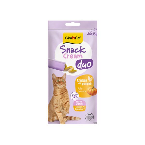Gimcat Snack Cream Duo Pollo Con Zucca 6x15 gr