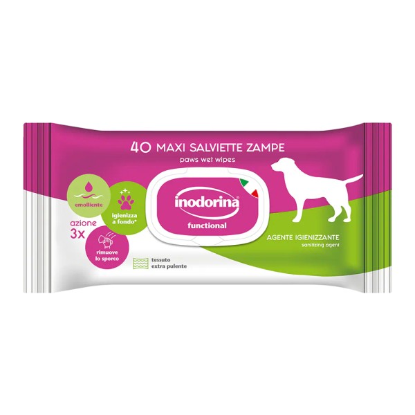 Inodorina Salviette Detergenti Functional per zampe 40 pezzi