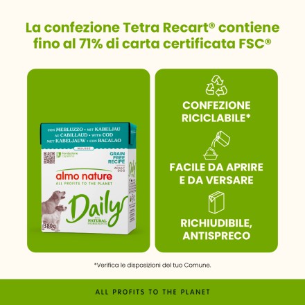 Almo Nature Dog in Tetrapack al Merluzzo 380 gr
