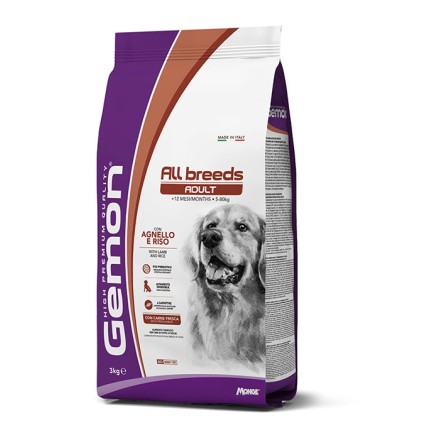 Gemon Dog All Breeds Adult Medium  con Agnello e Riso 3 kg