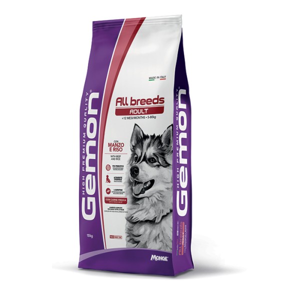 Gemon Dog All Breeds Adult con Manzo e Riso 15 kg