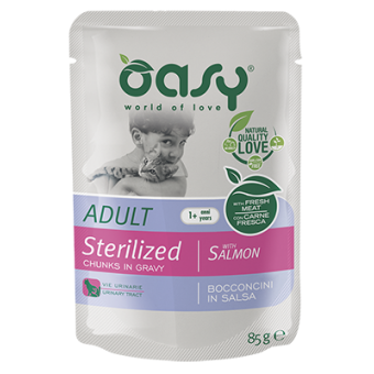 Buste Oasy Gatto Bocconcini Stelilizzato con Salmone 85g