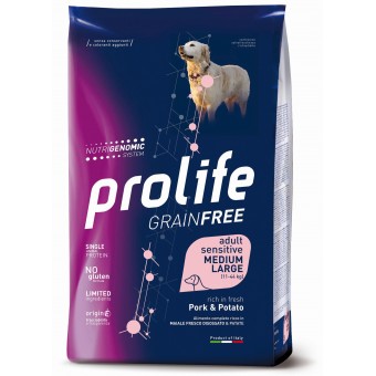 Prolife Adult Grain Free Sensitive Medium-Large Pork&Potato 10Kg